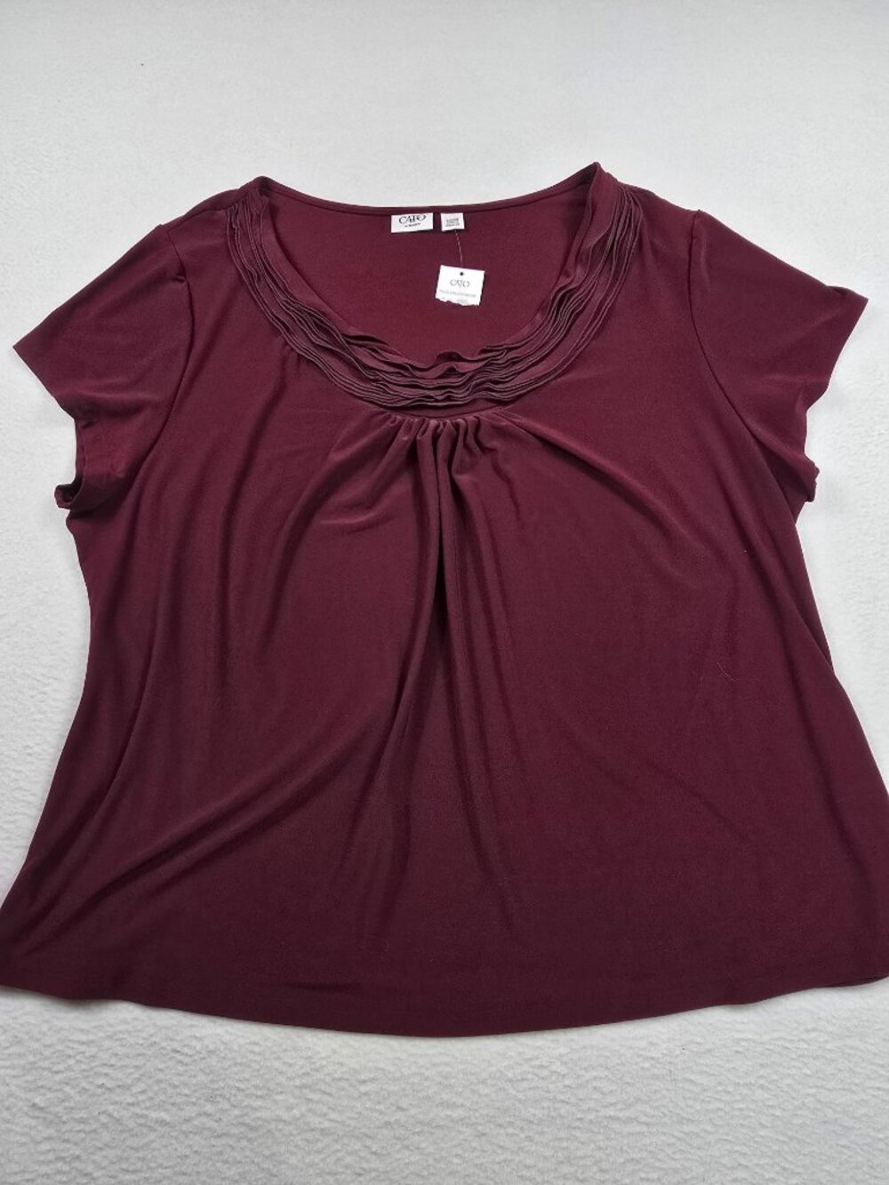 NEW Cato Woman 22/24 Burgundy Top Short Sleeves Scoop Neck